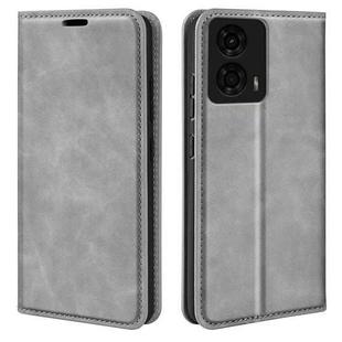 For Motorola Moto G24 Retro-skin Magnetic Suction Leather Phone Case(Grey)