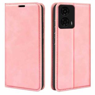 For Motorola Moto G24 Retro-skin Magnetic Suction Leather Phone Case(Pink)