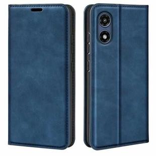 For Motorola Moto G Play 2024 Retro-skin Magnetic Suction Leather Phone Case(Dark Blue)