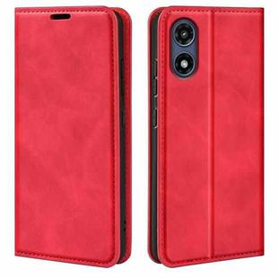 For Motorola Moto G Play 2024 Retro-skin Magnetic Suction Leather Phone Case(Red)