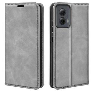 For Motorola Moto G Power 5G 2024 Retro-skin Magnetic Suction Leather Phone Case(Grey)