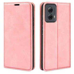 For Motorola Moto G Power 5G 2024 Retro-skin Magnetic Suction Leather Phone Case(Pink)