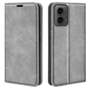 For Motorola Moto G 5G 2024 Retro-skin Magnetic Suction Leather Phone Case(Grey)