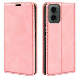 For Motorola Moto G 5G 2024 Retro-skin Magnetic Suction Leather Phone Case(Pink)