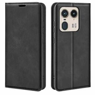 For Motorola Edge 50 Ultra Retro-skin Magnetic Suction Leather Phone Case(Black)