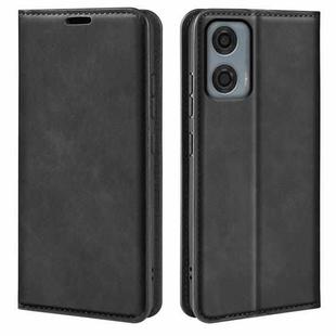 For Motorola Moto G24 Power Retro-skin Magnetic Suction Leather Phone Case(Black)