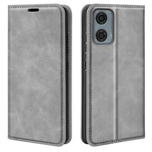 For Motorola Moto G24 Power Retro-skin Magnetic Suction Leather Phone Case(Grey)