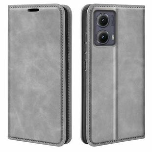 For Motorola Edge 5G 2024 Retro-skin Magnetic Suction Leather Phone Case(Grey)