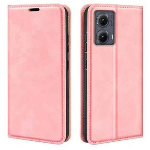 For Motorola Edge 5G 2024 Retro-skin Magnetic Suction Leather Phone Case(Pink)