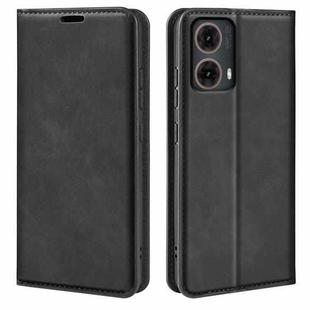 For Motorola Moto G85 5G Retro-skin Magnetic Suction Leather Phone Case(Black)