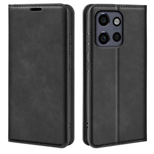 For Motorola Moto Edge 50 Neo 5G Retro-skin Magnetic Suction Leather Phone Case(Black)
