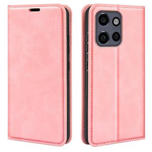 For Motorola Moto Edge 50 Neo 5G Retro-skin Magnetic Suction Leather Phone Case(Pink)
