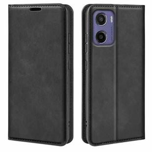 For Motorola Moto E15 Retro-skin Magnetic Suction Leather Phone Case(Black)
