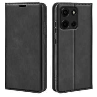 For Motorola Moto G 5G 2025 Retro-skin Magnetic Suction Leather Phone Case(Black)