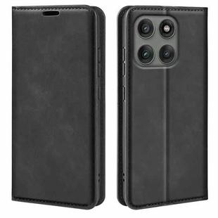 For Motorola Edge 60 Pro Retro-skin Magnetic Suction Leather Phone Case(Black)