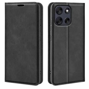 For Motorola Moto G56 5G / G66Y Retro-skin Magnetic Suction Leather Phone Case(Black)