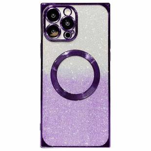 For iPhone 14 Pro Square Gradient Magsafe Electroplating TPU Phone Case(Purple)