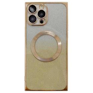 For iPhone 14 Pro Square Gradient Magsafe Electroplating TPU Phone Case(Gold)