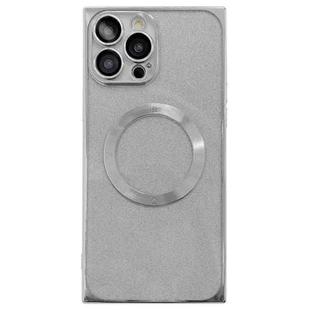 For iPhone 14 Pro Max Square Gradient Magsafe Electroplating TPU Phone Case(Silver)