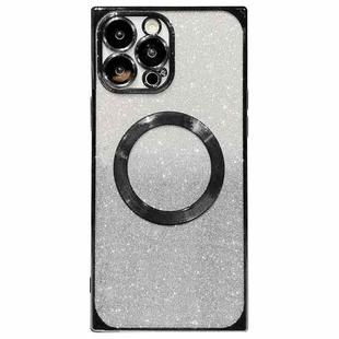 For iPhone 13 Pro Max Square Gradient Magsafe Electroplating TPU Phone Case(Black)