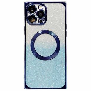For iPhone 13 Pro Max Square Gradient Magsafe Electroplating TPU Phone Case(Blue)