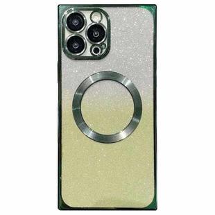 For iPhone 13 Pro Max Square Gradient Magsafe Electroplating TPU Phone Case(Green)