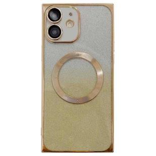 For iPhone 12 Square Gradient Magsafe Electroplating TPU Phone Case(Gold)