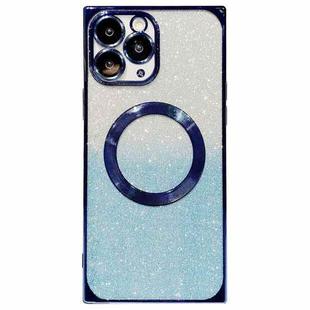 For iPhone 11 Pro Max Square Gradient Magsafe Electroplating TPU Phone Case(Blue)