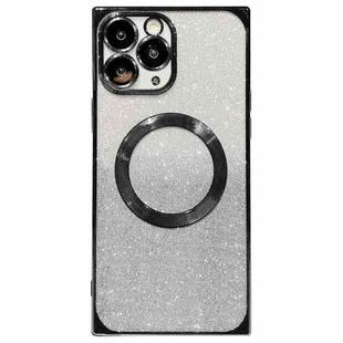 For iPhone 11 Pro Square Gradient Magsafe Electroplating TPU Phone Case(Black)