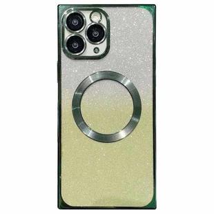 For iPhone 11 Pro Square Gradient Magsafe Electroplating TPU Phone Case(Green)