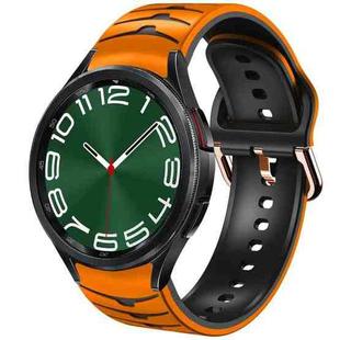 For Samsung Galaxy Watch 6 Classic 47mm Curved Texture Silicone Watch Band(Orange+Black)