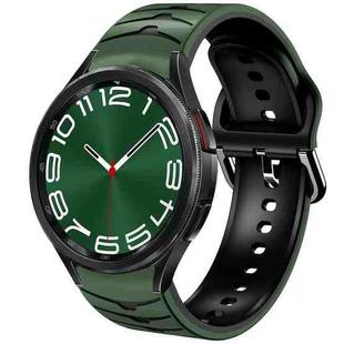 For Samsung Galaxy Watch 6 Classic 47mm Curved Texture Silicone Watch Band(Army Green+Black)