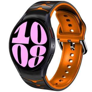 For Samsung Galaxy Watch 6 44mm Curved Texture Silicone Watch Band(Black+Orange)