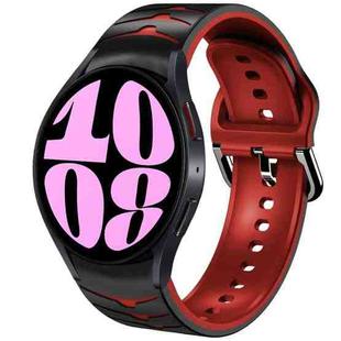 For Samsung Galaxy Watch 6 44mm Curved Texture Silicone Watch Band(Black+Red)