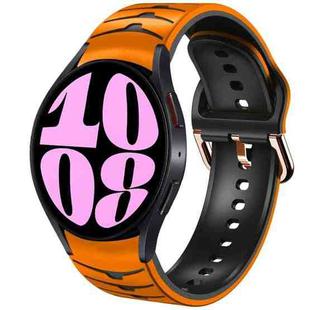 For Samsung Galaxy Watch 6 40mm Curved Texture Silicone Watch Band(Orange+Black)