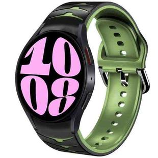 For Samsung Galaxy Watch 6 40mm Curved Texture Silicone Watch Band(Black+Green)