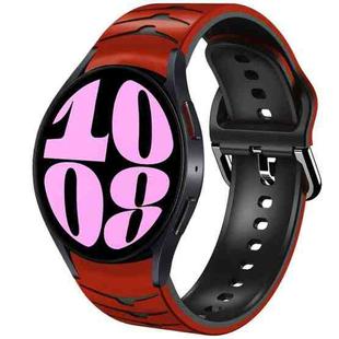 For Samsung Galaxy Watch 6 40mm Curved Texture Silicone Watch Band(Red+Black)