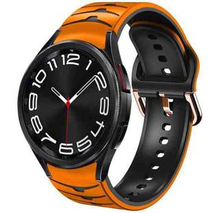 For Samsung Galaxy Watch 6 Classic 43mm Curved Texture Silicone Watch Band(Orange+Black)