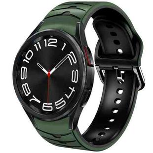 For Samsung Galaxy Watch 6 Classic 43mm Curved Texture Silicone Watch Band(Army Green+Black)