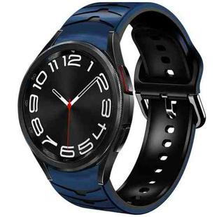 For Samsung Galaxy Watch 6 Classic 43mm Curved Texture Silicone Watch Band(Dark Blue+Black)