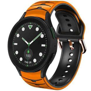 For Samsung Galaxy watch 5 Pro Golf Edition Curved Texture Silicone Watch Band(Orange+Black)