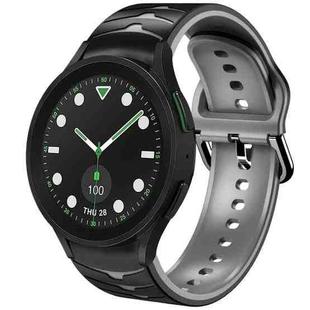 For Samsung Galaxy watch 5 Pro Golf Edition Curved Texture Silicone Watch Band(Black+Grey)