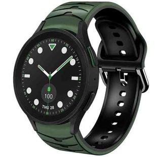 For Samsung Galaxy watch 5 Pro Golf Edition Curved Texture Silicone Watch Band(Army Green+Black)