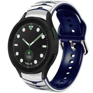 For Samsung Galaxy watch 5 Golf Edition Curved Texture Silicone Watch Band(White+Blue)