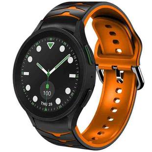 For Samsung Galaxy watch 5 Golf Edition Curved Texture Silicone Watch Band(Black+Orange)