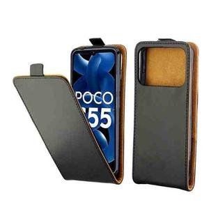 For Xiaomi Poco C55 Vertical Flip Leather Phone Case with Card Slot(Black)