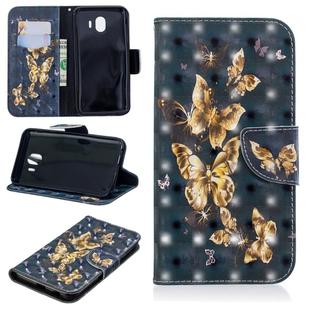 3D Colored Drawing Pattern Horizontal Flip Leather Case for Galaxy J4, with Holder & Card Slots & Wallet(Black Background Butterfly)