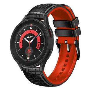 For Samsung Galaxy Watch 5 / 5 Pro 20mm Mesh Two Color Silicone Watch Band(Black Red)