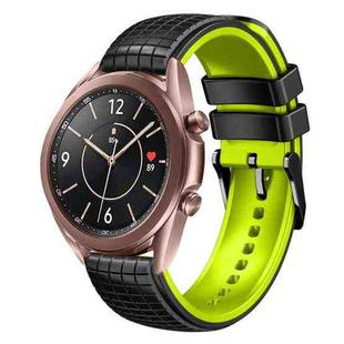 For Samsung Galaxy Watch3 41mm 20mm Mesh Two Color Silicone Watch Band(Black Lime)