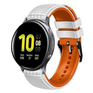 For Samsung Galaxy Watch Active 2 20mm Mesh Two Color Silicone Watch Band(White Orange)